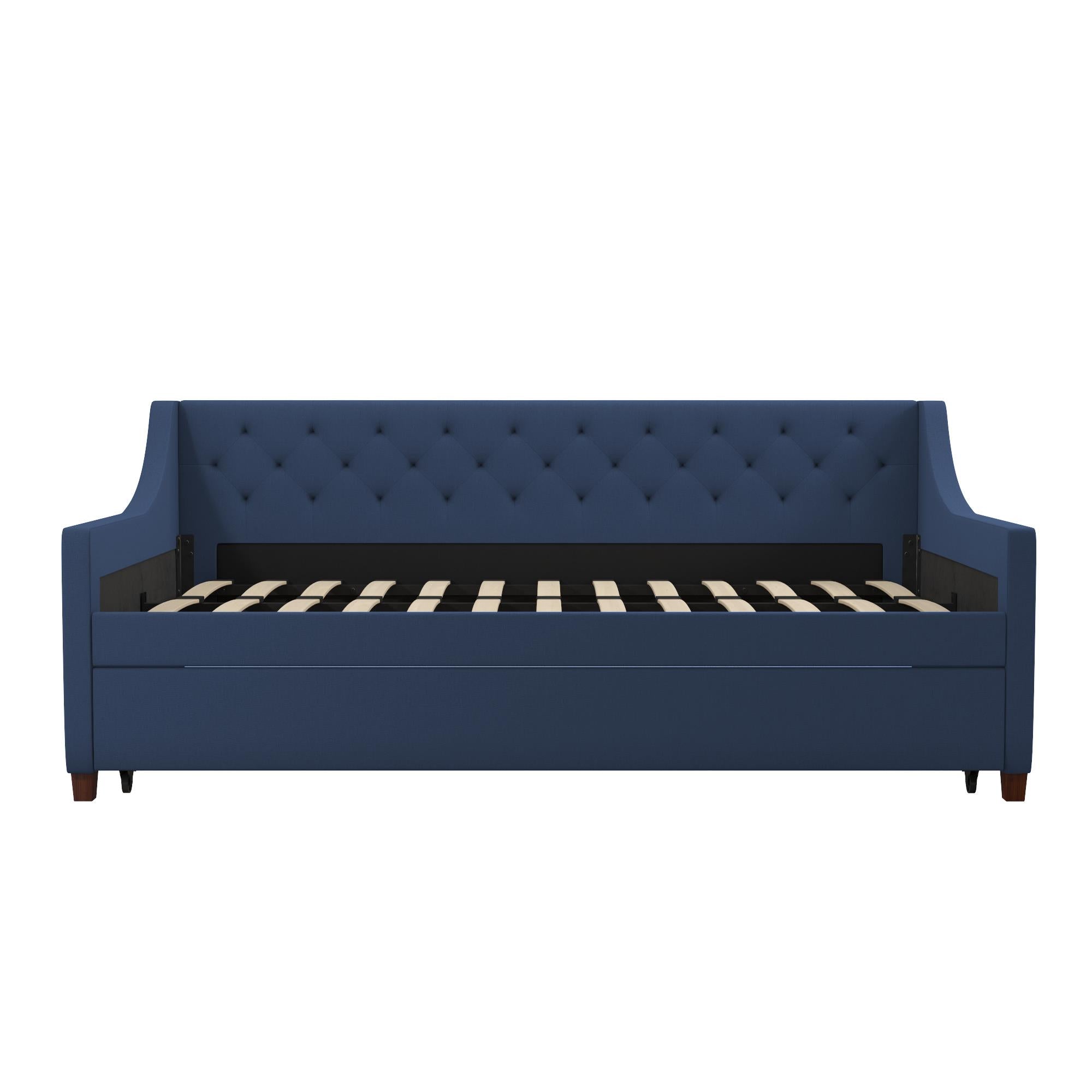 Novogratz Her Majesty Daybed and Trundle - Blue Linen - Twin
