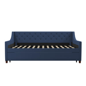 Novogratz Her Majesty Daybed and Trundle - Blue Linen - Twin
