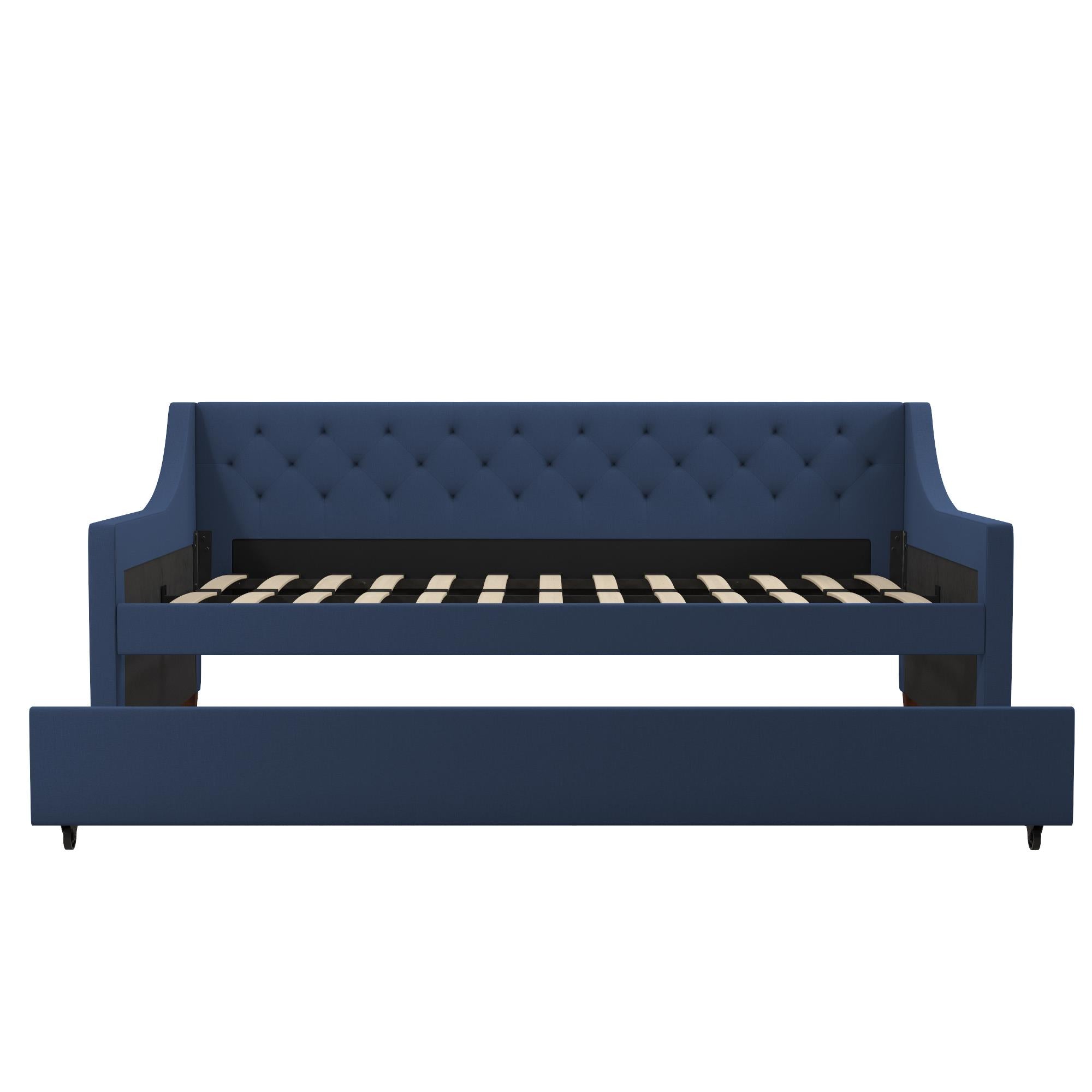 Novogratz Her Majesty Daybed and Trundle - Blue Linen - Twin