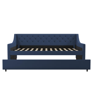 Novogratz Her Majesty Daybed and Trundle - Blue Linen - Twin