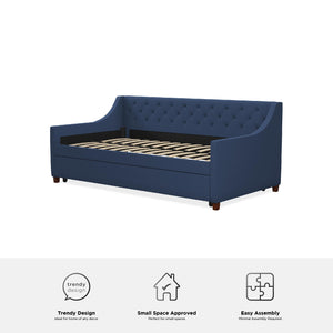 Novogratz Her Majesty Daybed and Trundle - Blue Linen - Twin
