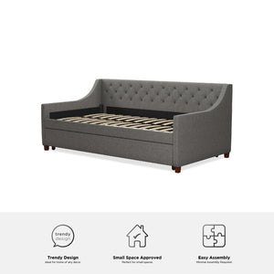 Novogratz Her Majesty Daybed and Trundle - Grey Linen - Twin