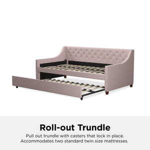 Novogratz Her Majesty Daybed and Trundle - Light Pink - Twin