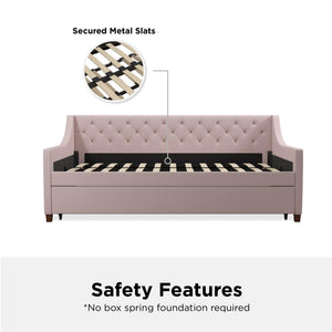 Novogratz Her Majesty Daybed and Trundle - Light Pink - Twin