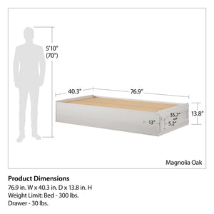 Ameriwood Home Hillview Twin Platform Bed with Storage Drawer - Ivory Oak
