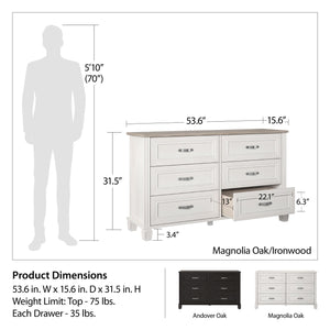 Ameriwood Home Hillview 6 Drawer Dresser - Espresso
