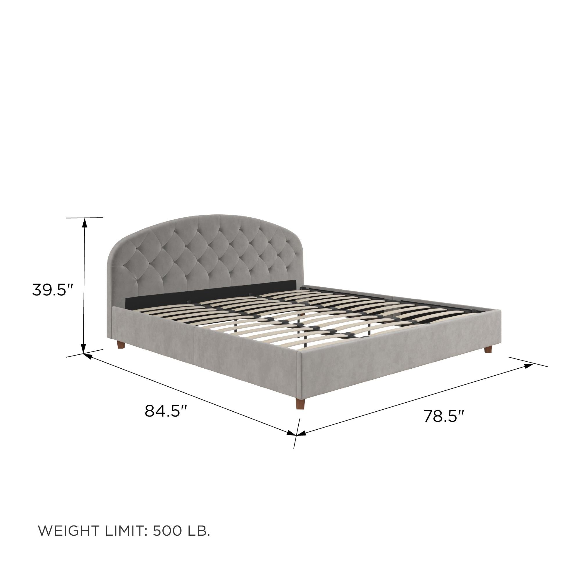 DHP Ilena Upholstered Bed Frame - Light Gray - King