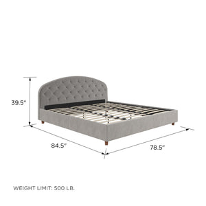 DHP Ilena Upholstered Bed Frame - Light Gray - King