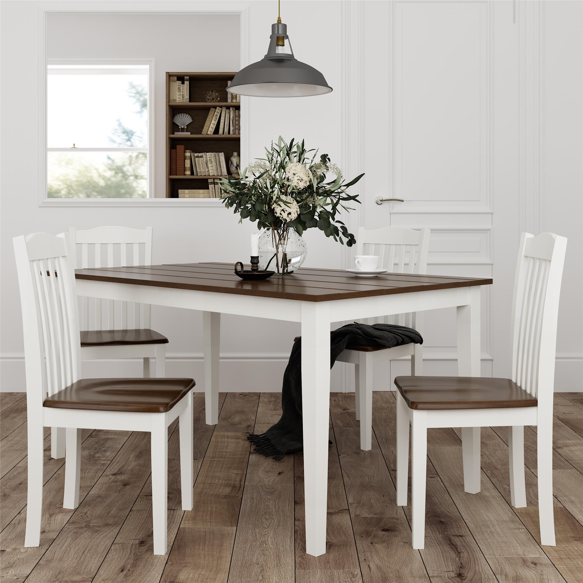 DHP Shiloh 5-Piece Dining Set - Dark Walnut/White
