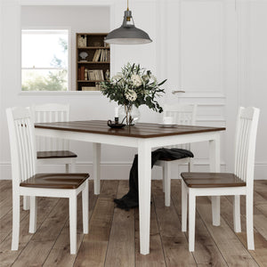 DHP Shiloh 5-Piece Dining Set - Dark Walnut/White