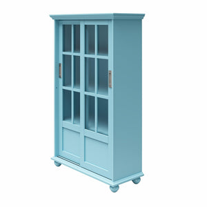 Ameriwood Home Aaron Lane Bookcase with Sliding Glass Doors - Sea Blue