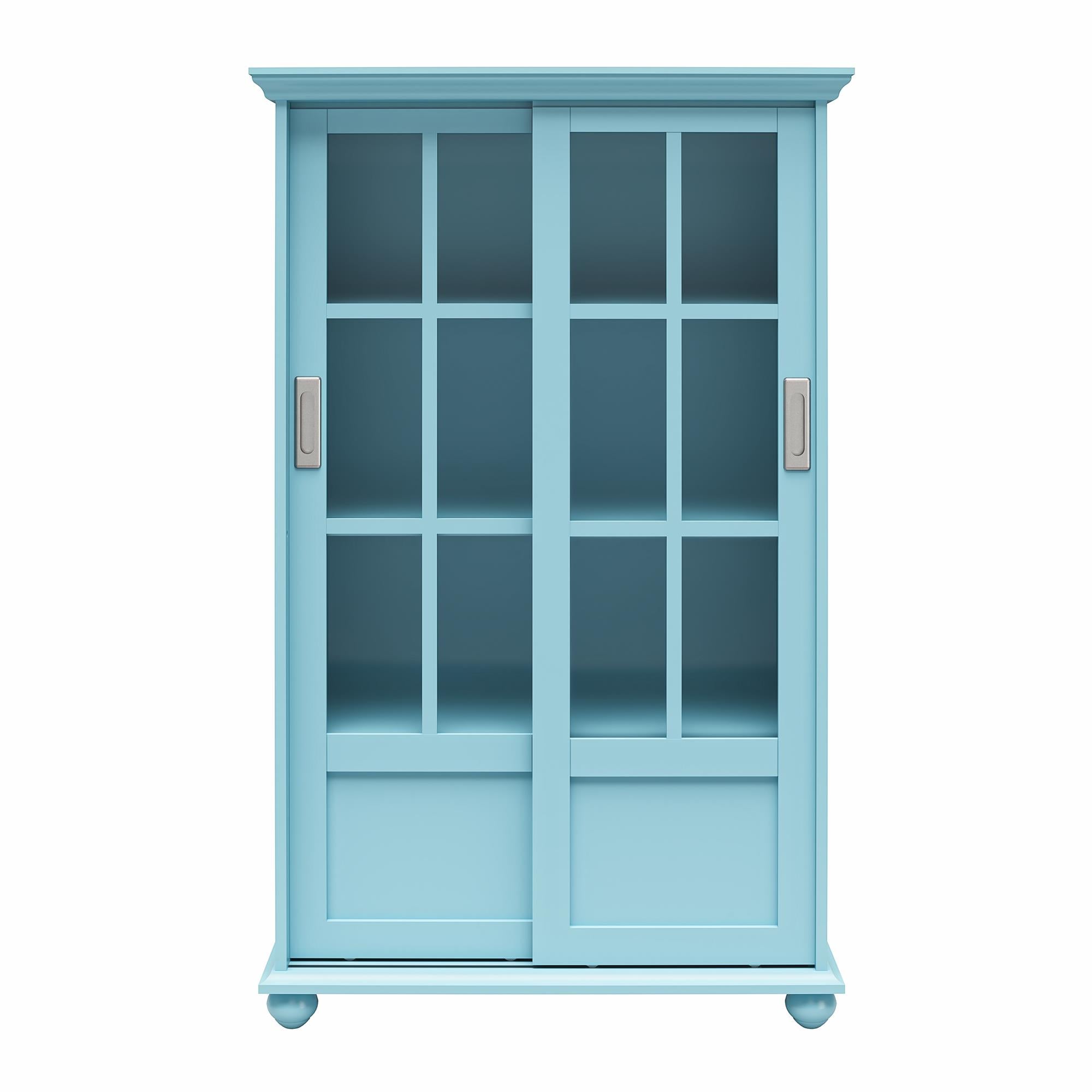 Ameriwood Home Aaron Lane Bookcase with Sliding Glass Doors - Sea Blue