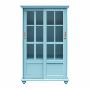 Ameriwood Home Aaron Lane Bookcase with Sliding Glass Doors - Sea Blue