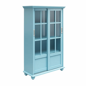 Ameriwood Home Aaron Lane Bookcase with Sliding Glass Doors - Sea Blue