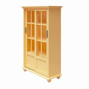 Ameriwood Home Aaron Lane Bookcase with Sliding Glass Doors - Sunlight Yellow