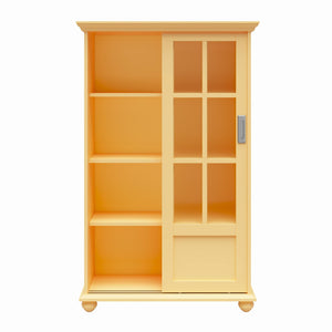 Ameriwood Home Aaron Lane Bookcase with Sliding Glass Doors - Sunlight Yellow