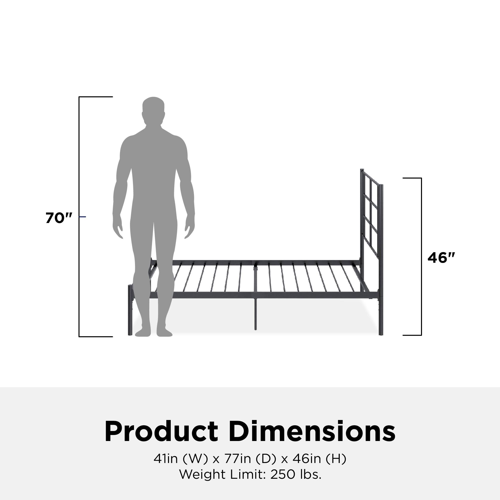 RealRooms Praxis Metal Bed - Black - Twin