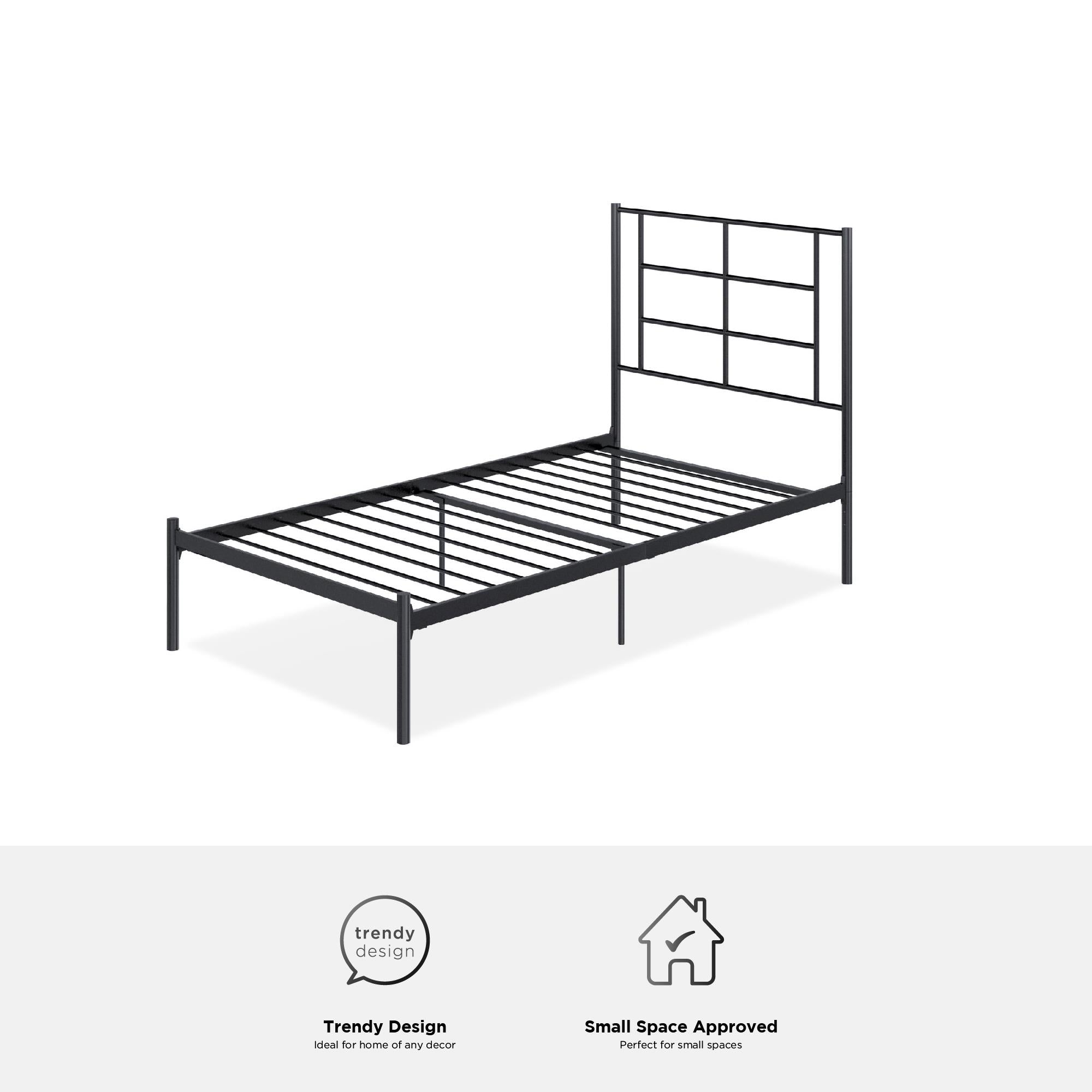 RealRooms Praxis Metal Bed - Black - Twin