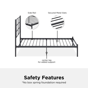 RealRooms Praxis Metal Bed - Black - Twin
