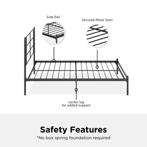 RealRooms Praxis Metal Bed - Black - Full