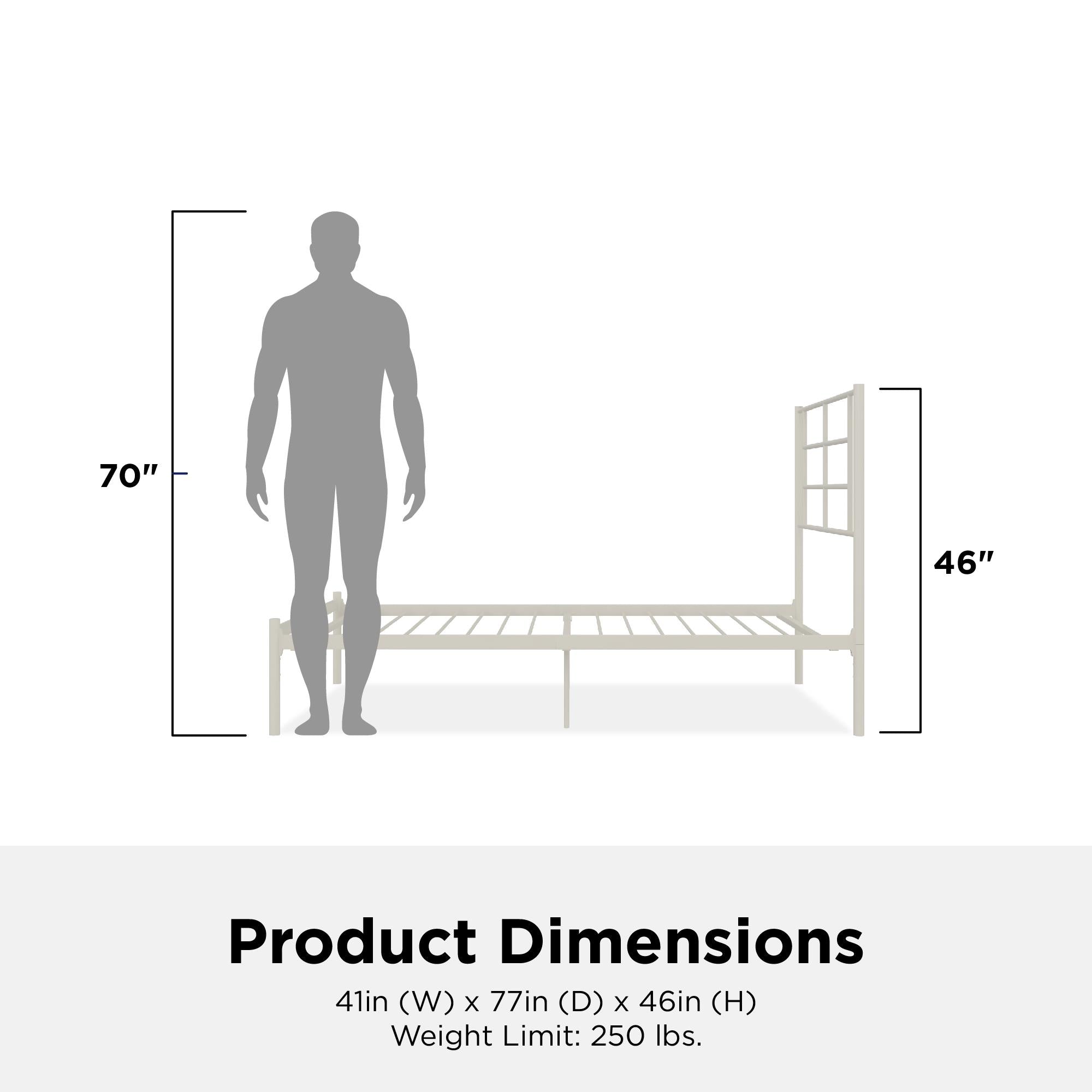 RealRooms Praxis Metal Bed - White - Twin