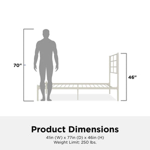 RealRooms Praxis Metal Bed - White - Twin