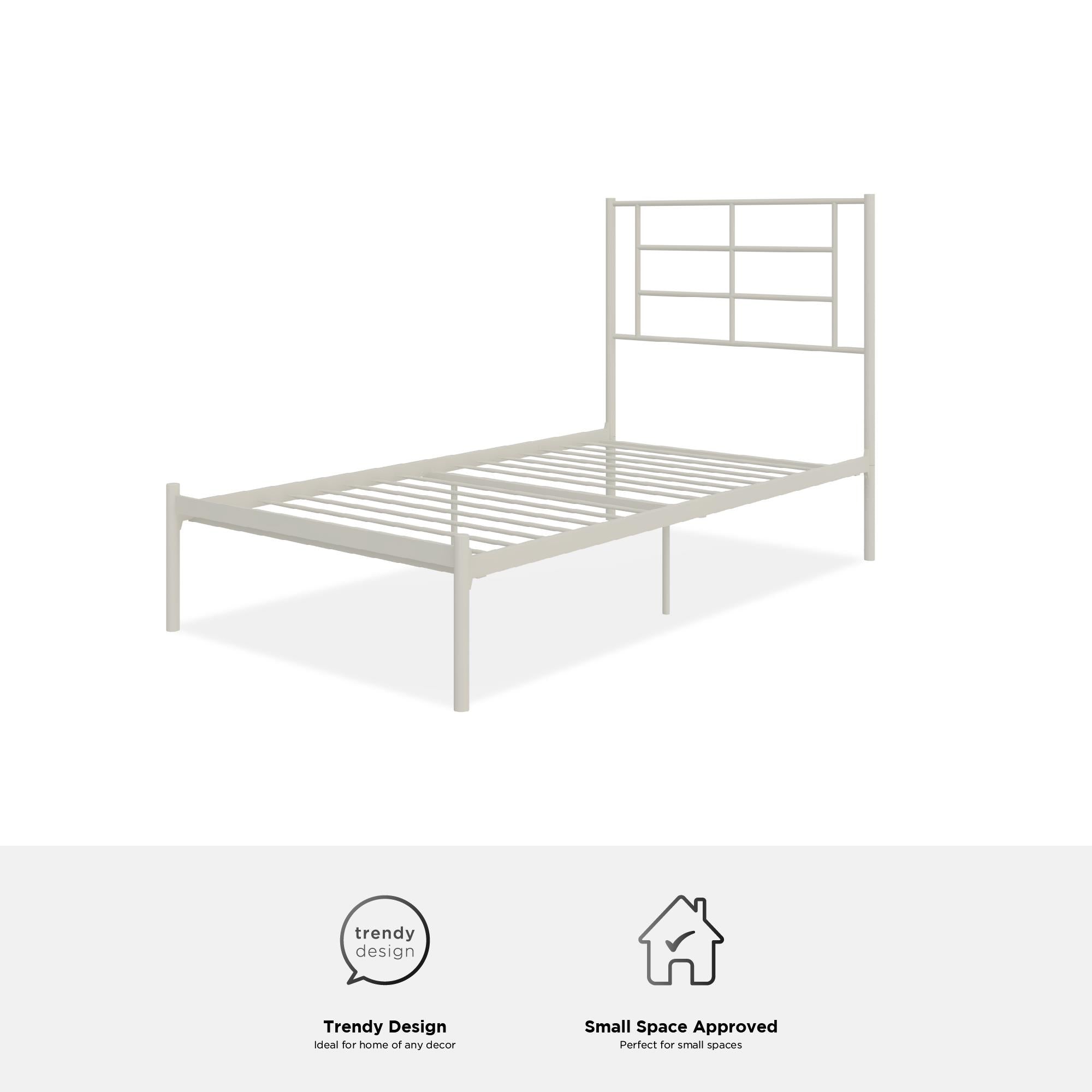 RealRooms Praxis Metal Bed - White - Twin