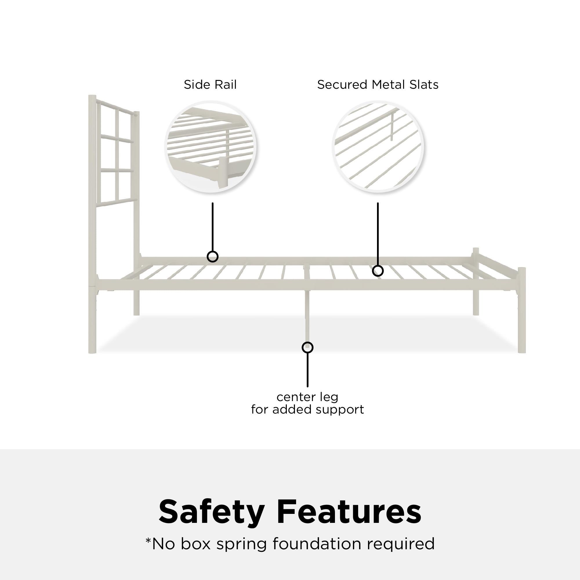 RealRooms Praxis Metal Bed - White - Twin