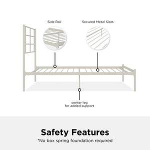 RealRooms Praxis Metal Bed - White - Twin