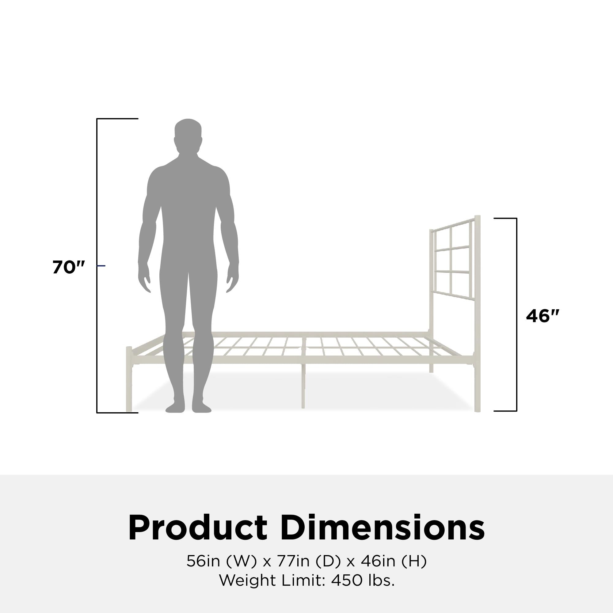 RealRooms Praxis Metal Bed - White - Full