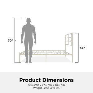 RealRooms Praxis Metal Bed - White - Full