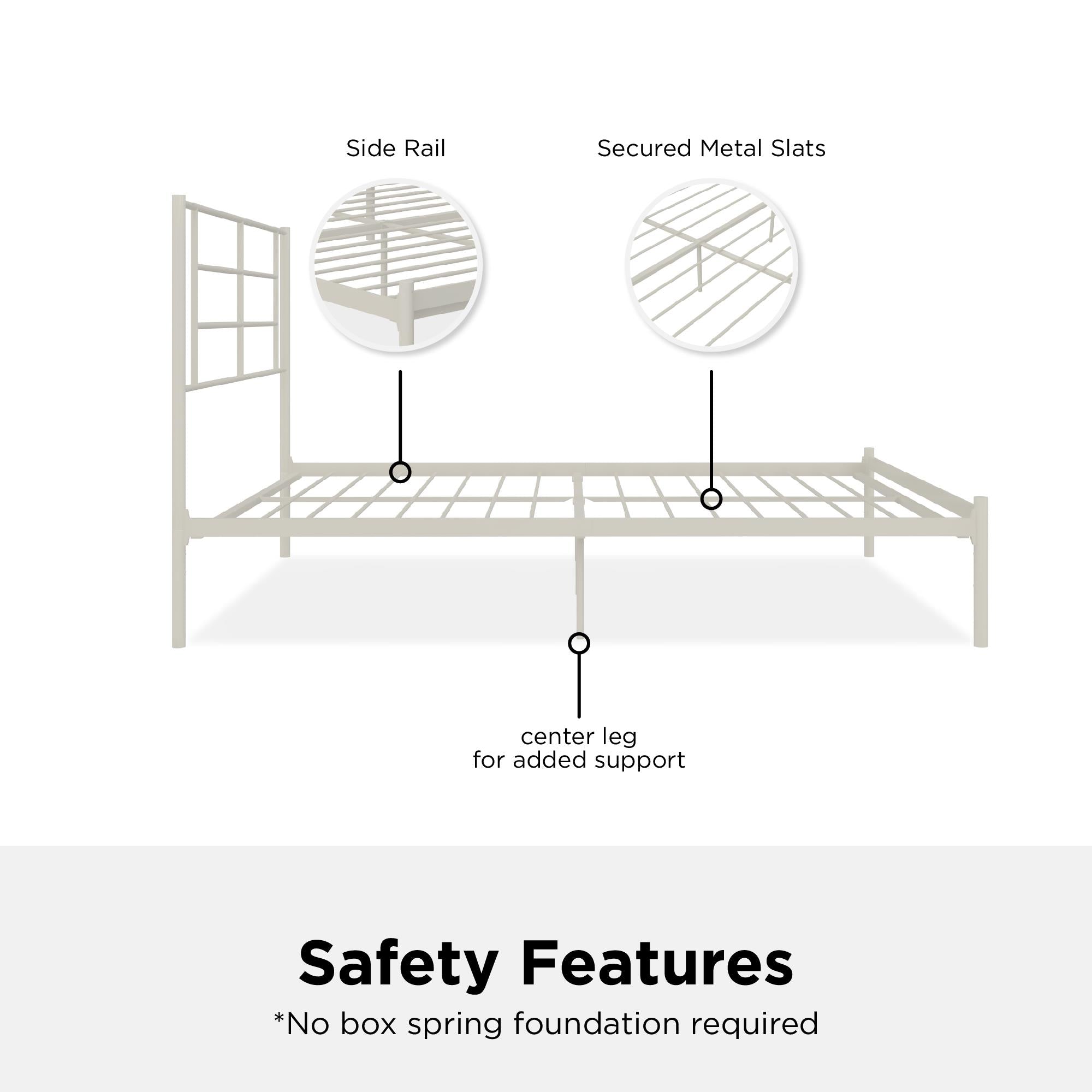RealRooms Praxis Metal Bed - White - Full