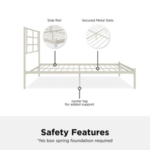 RealRooms Praxis Metal Bed - White - Full