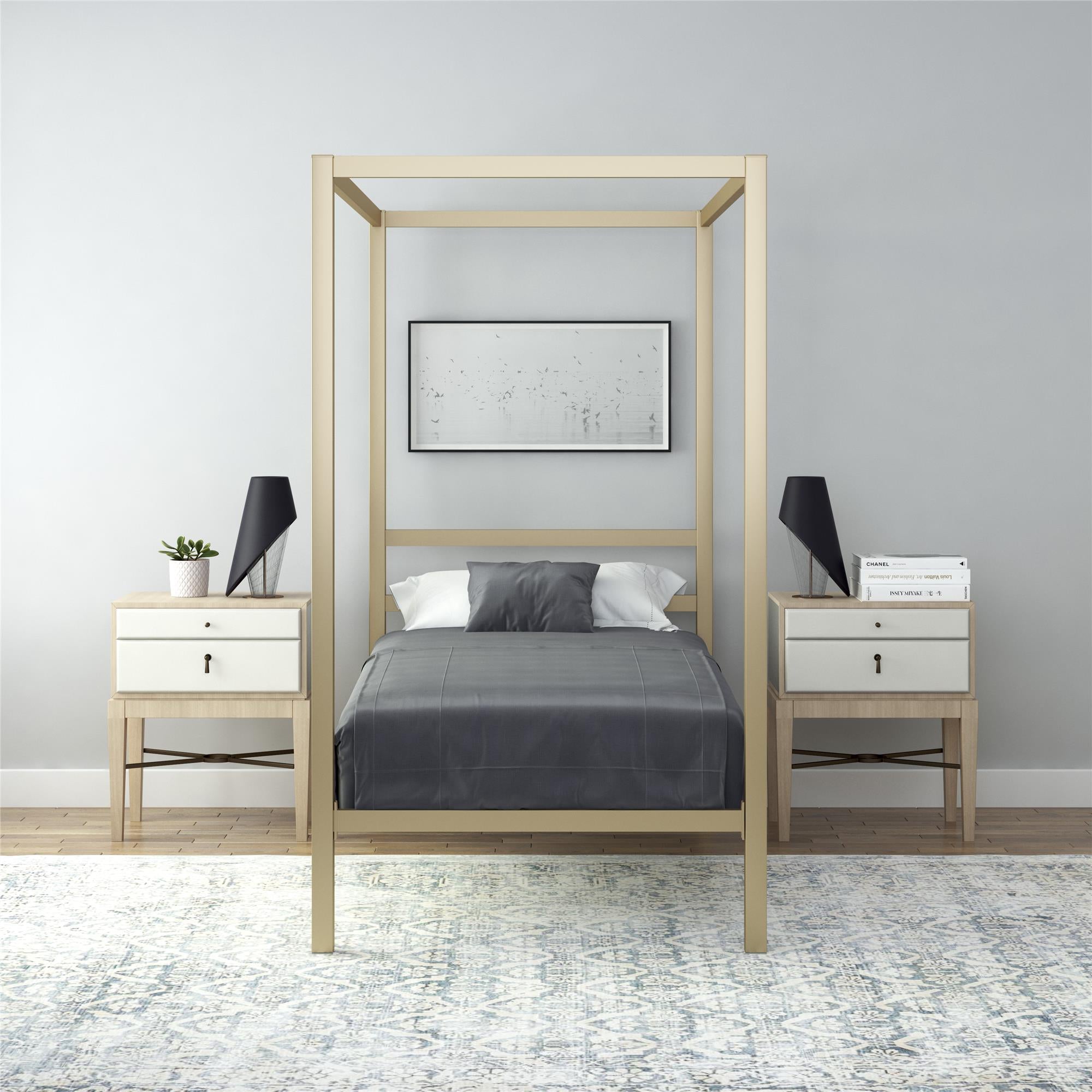 DHP Modern Metal Canopy Bed - Gold - Twin