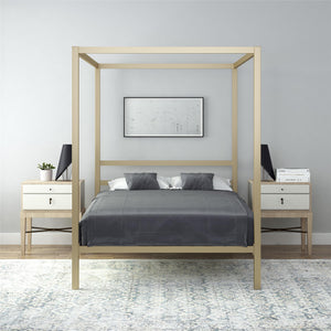 DHP Modern Metal Canopy Bed - Gold - Queen
