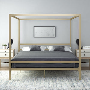 DHP Modern Metal Canopy Bed - Gold - King