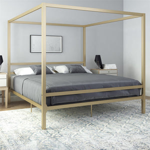 DHP Modern Metal Canopy Bed - Gold - King