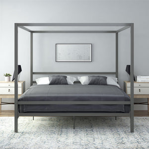 DHP Modern Metal Canopy Bed - Gray - King
