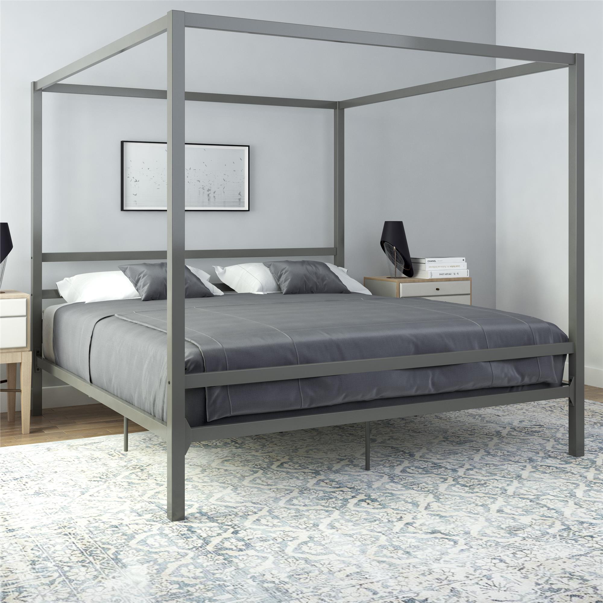 DHP Modern Metal Canopy Bed - Gray - King