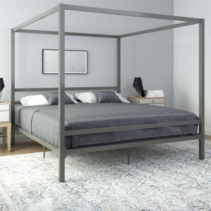 DHP Modern Metal Canopy Bed - Gray - King