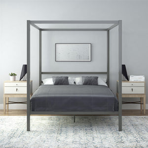 DHP Modern Metal Canopy Bed - Gray - Queen