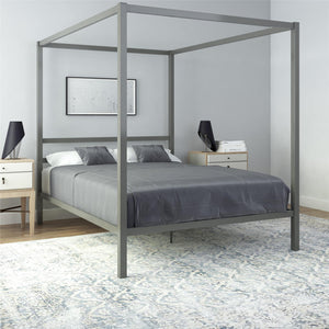 DHP Modern Metal Canopy Bed - Gray - Queen