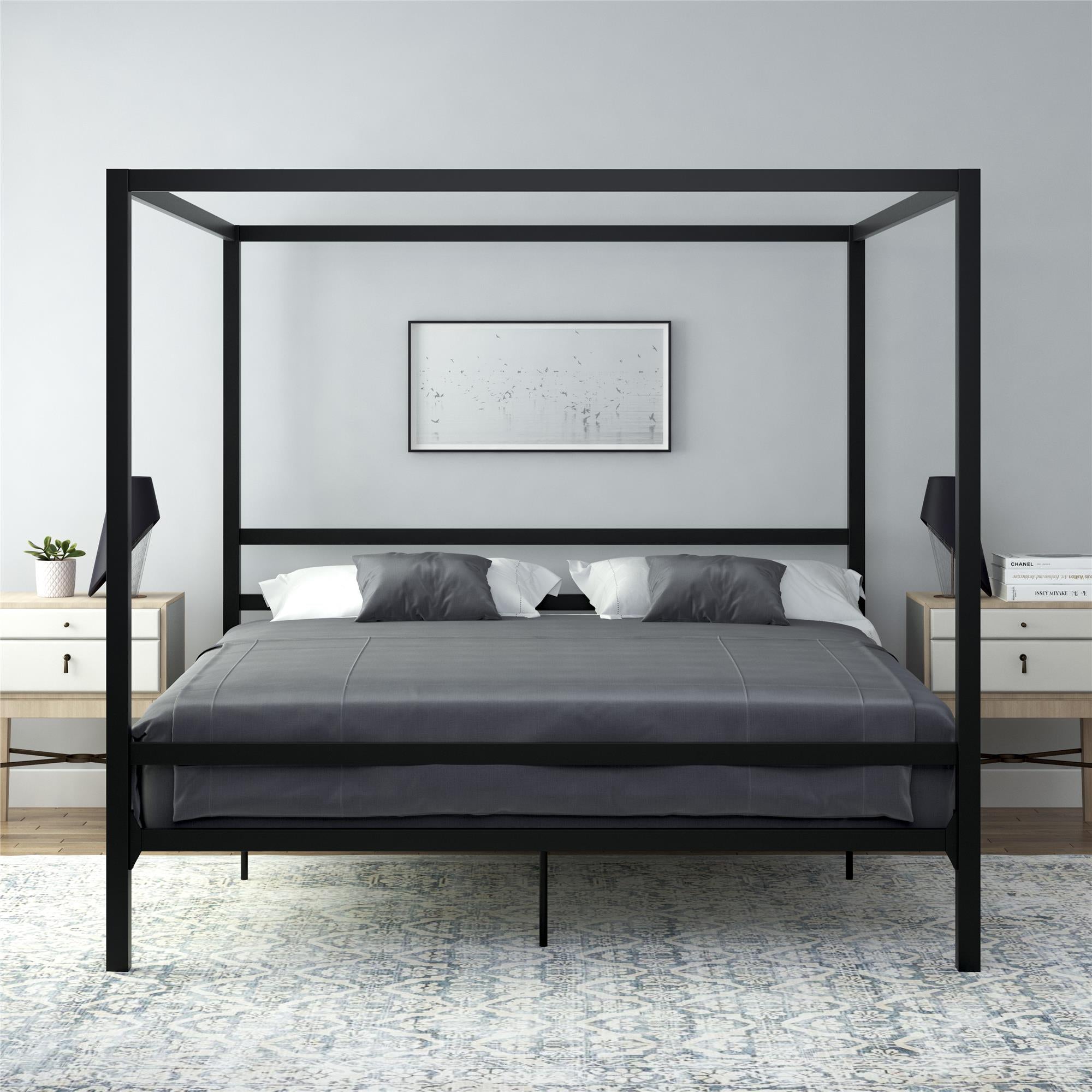 DHP Modern Metal Canopy Bed - Black - King