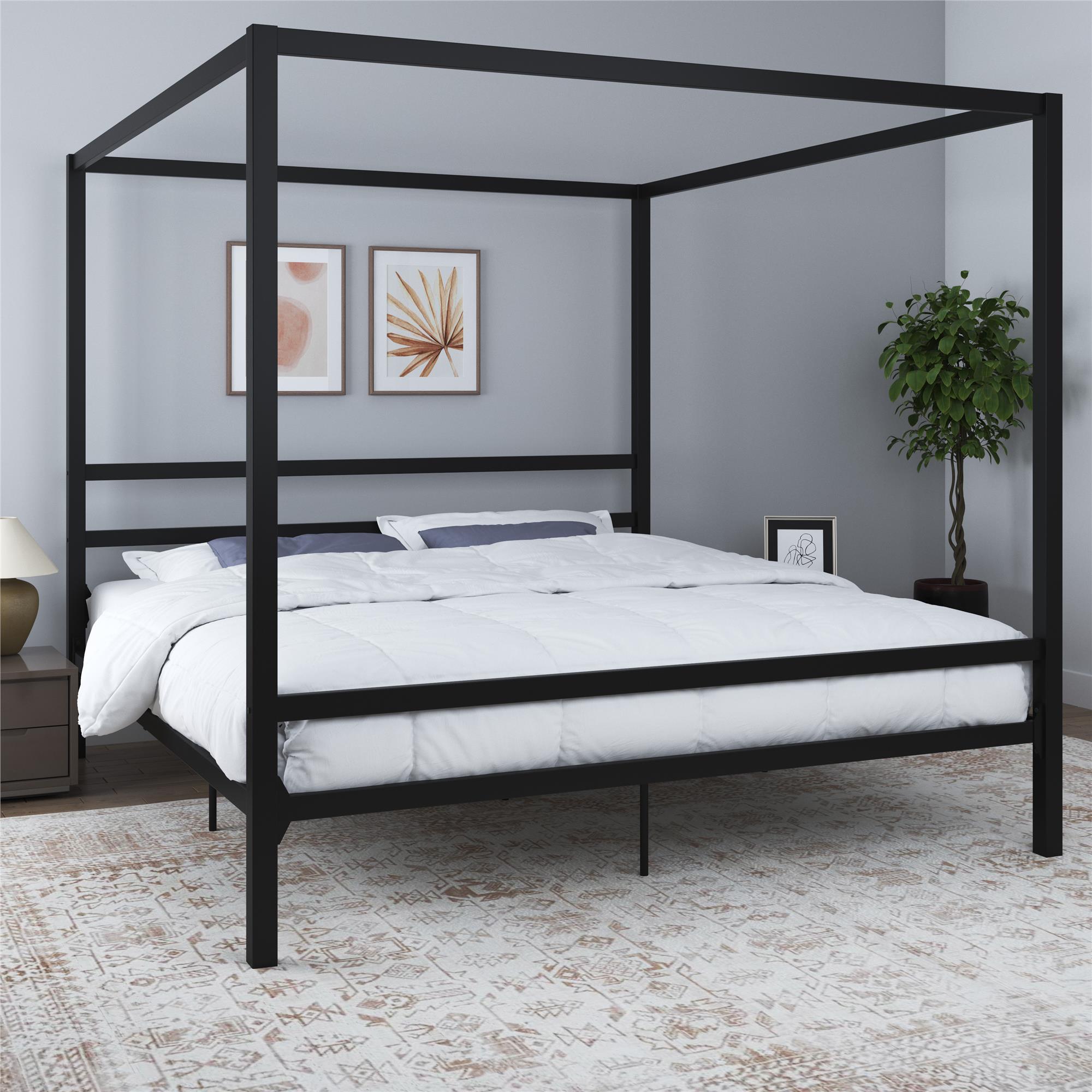 DHP Modern Metal Canopy Bed - Black - King