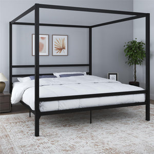 DHP Modern Metal Canopy Bed - Black - King
