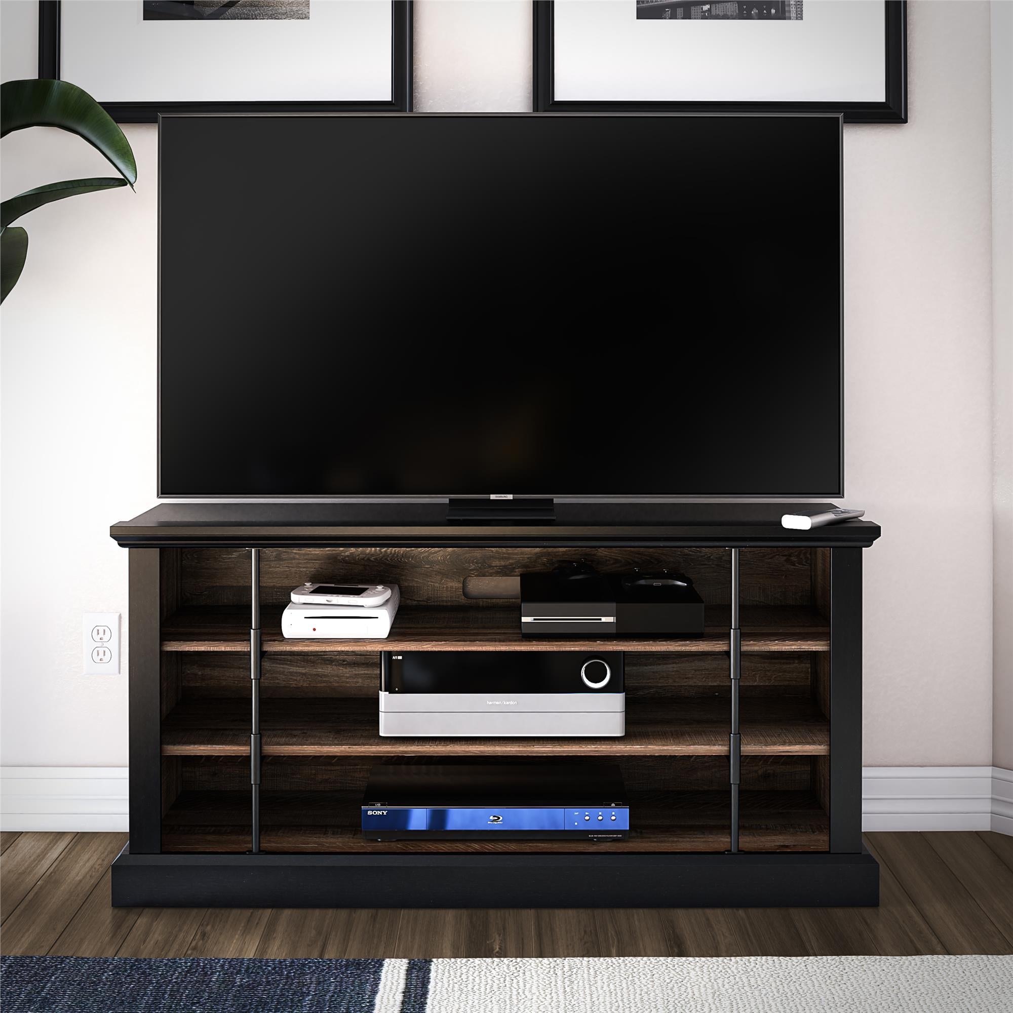 Ameriwood Home Hoffman Rustic Two-Toned TV Stand for TVs up to 50" - Black