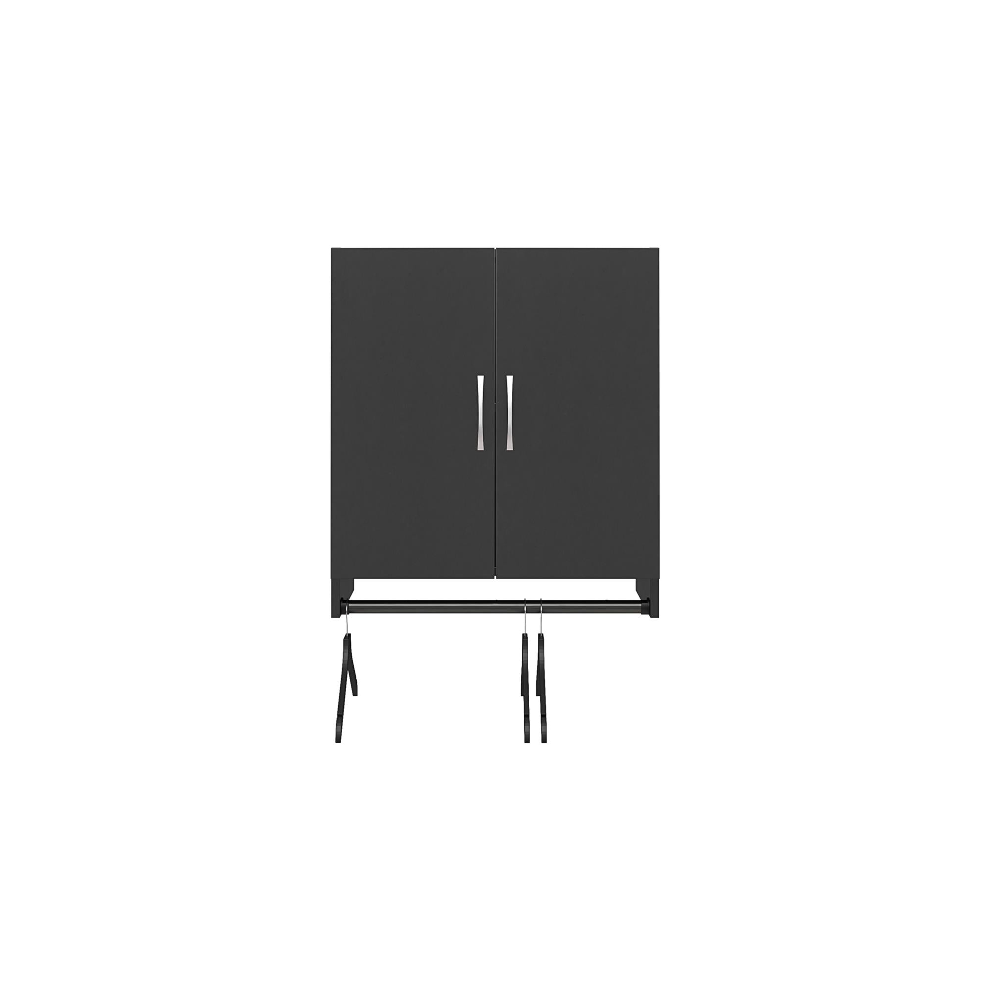 Systembuild Evolution Lory 2 Door Wall Cabinet with Hanging Rod - Black