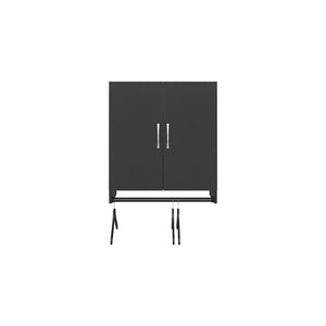 Systembuild Evolution Lory 2 Door Wall Cabinet with Hanging Rod - Black