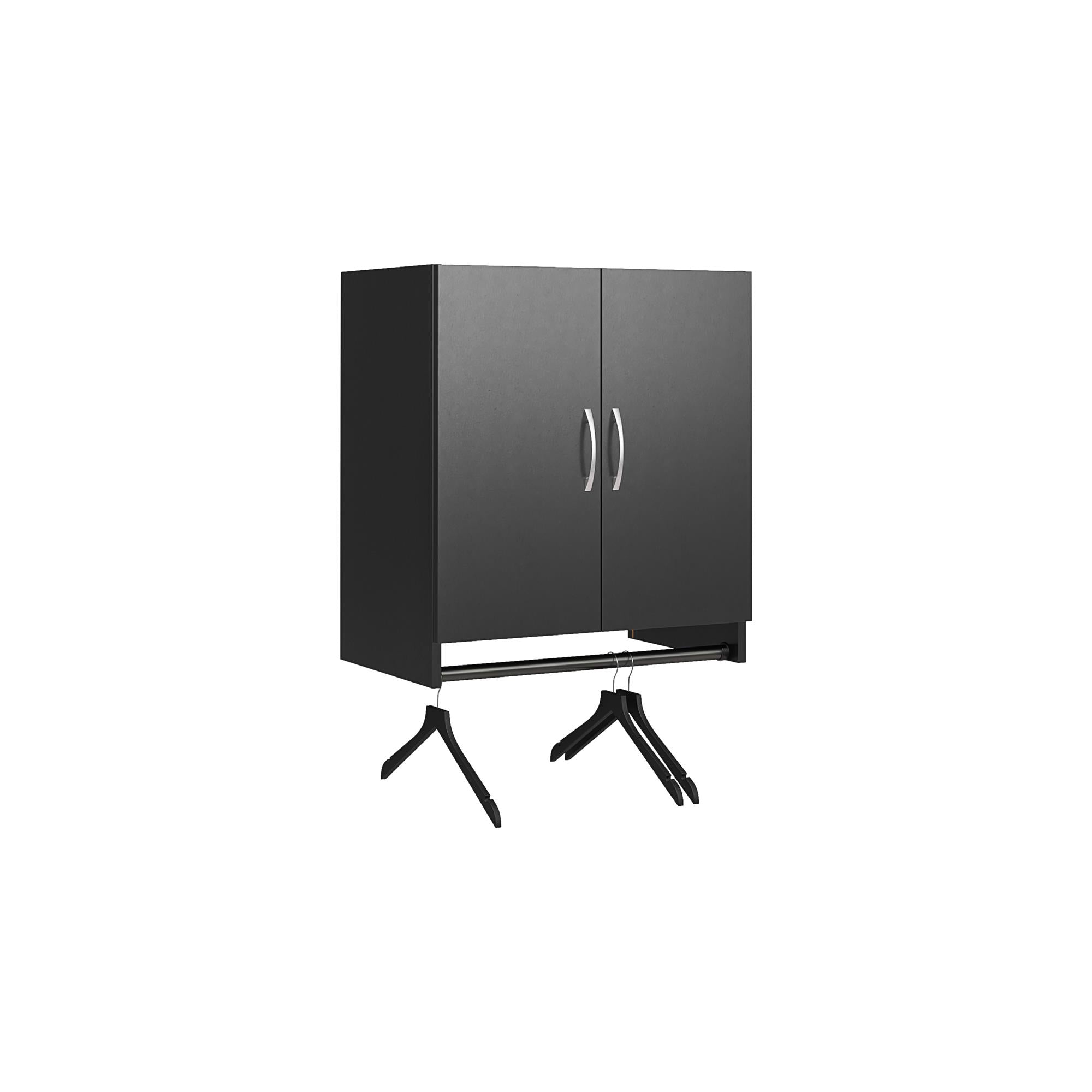 Systembuild Evolution Lory 2 Door Wall Cabinet with Hanging Rod - Black