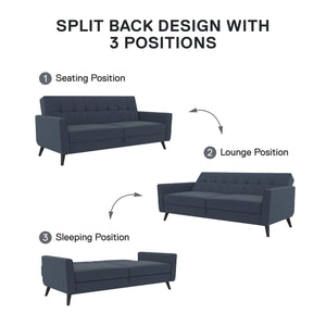 DHP Parker Futon Sofa Bed with Storage - Blue